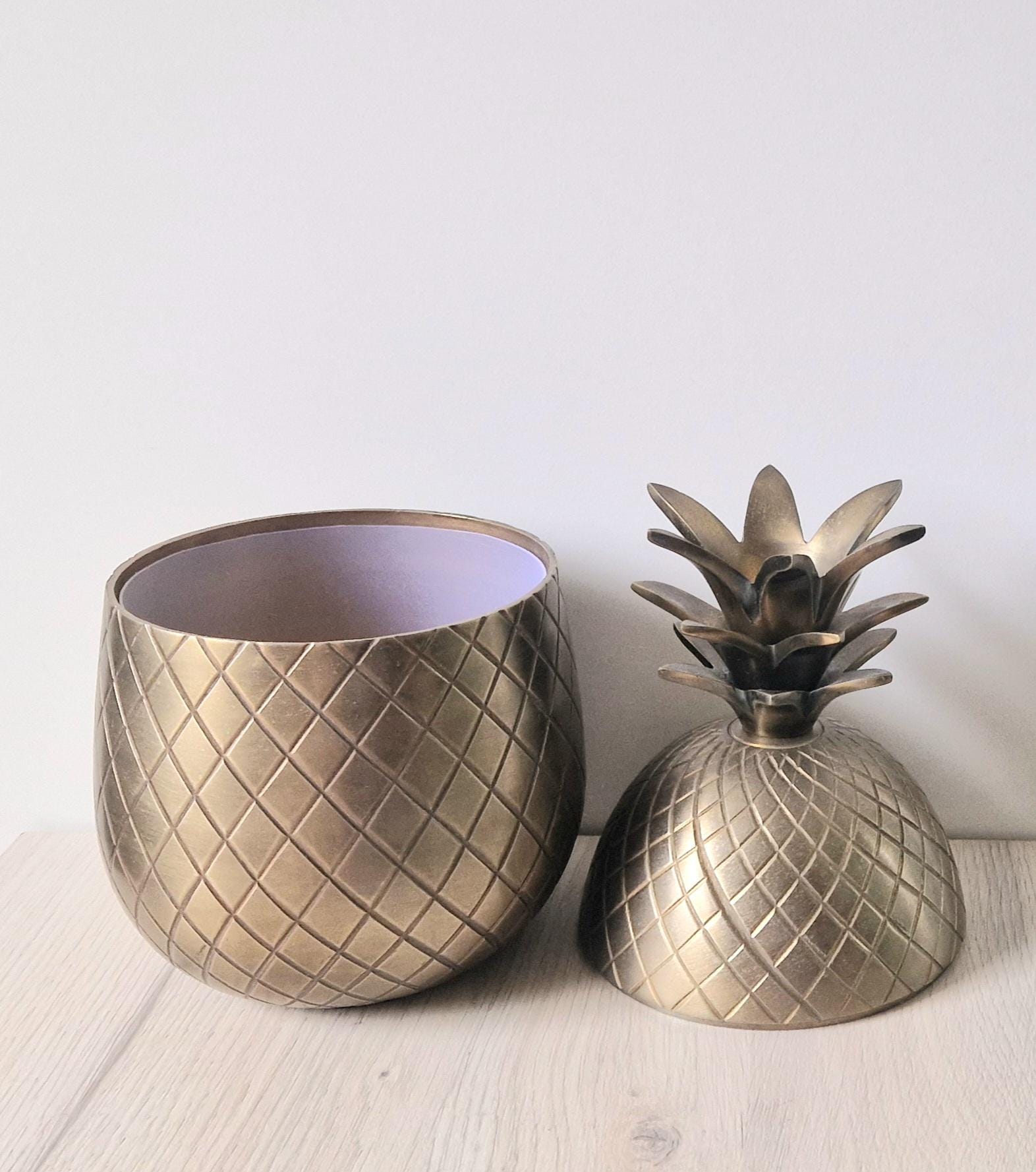 Vintage 1980s Extra Large Gold Metal Pineapple Ice Bucket 30cm