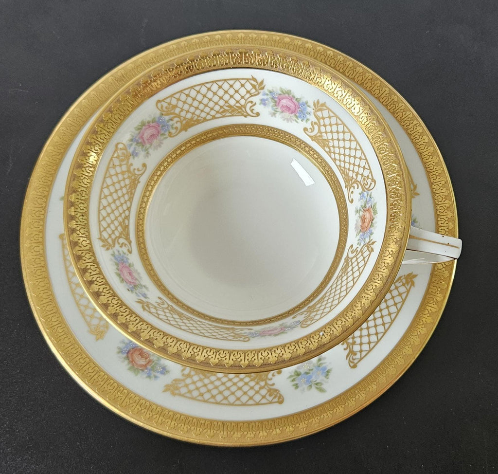 Vintage Rosenthal Germany Cup and Saucer: Gold Gilt Floral Porcelain