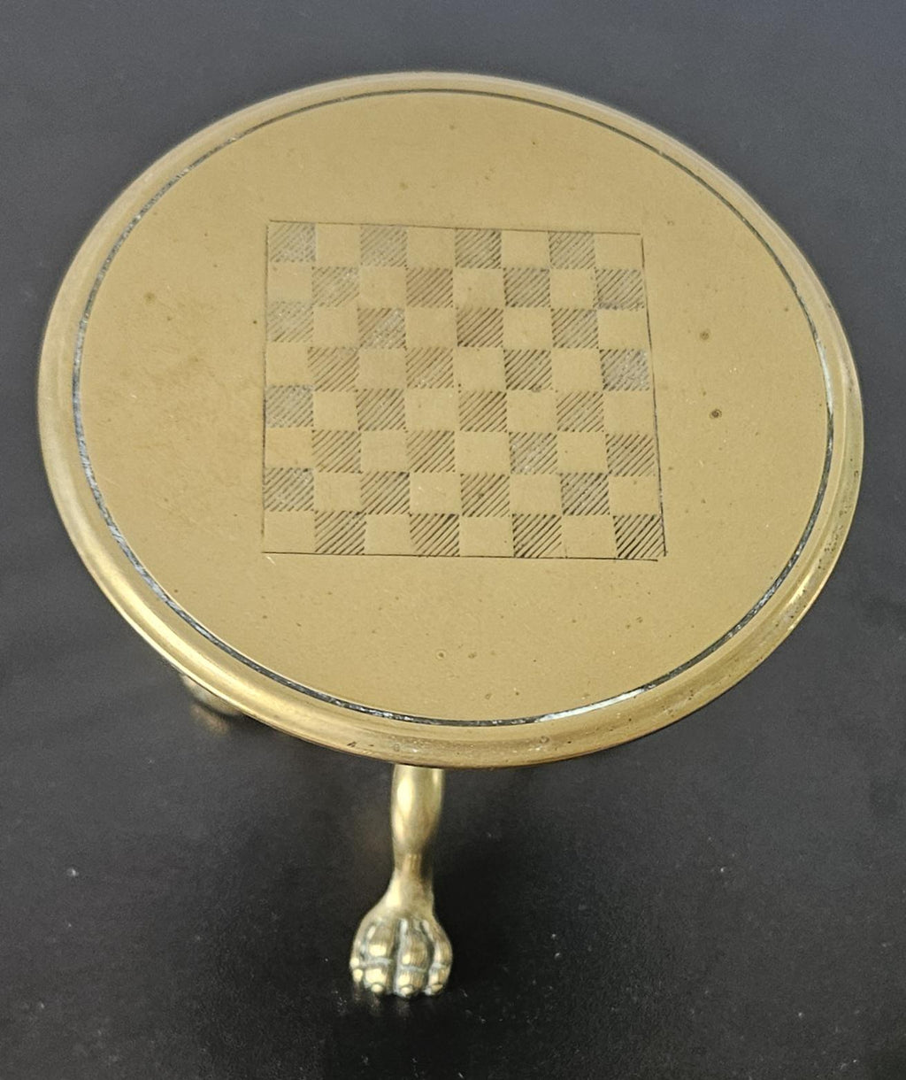 Antique Victorian Brass Miniature Games Table Candle Reflector: Ball & Claw Feet