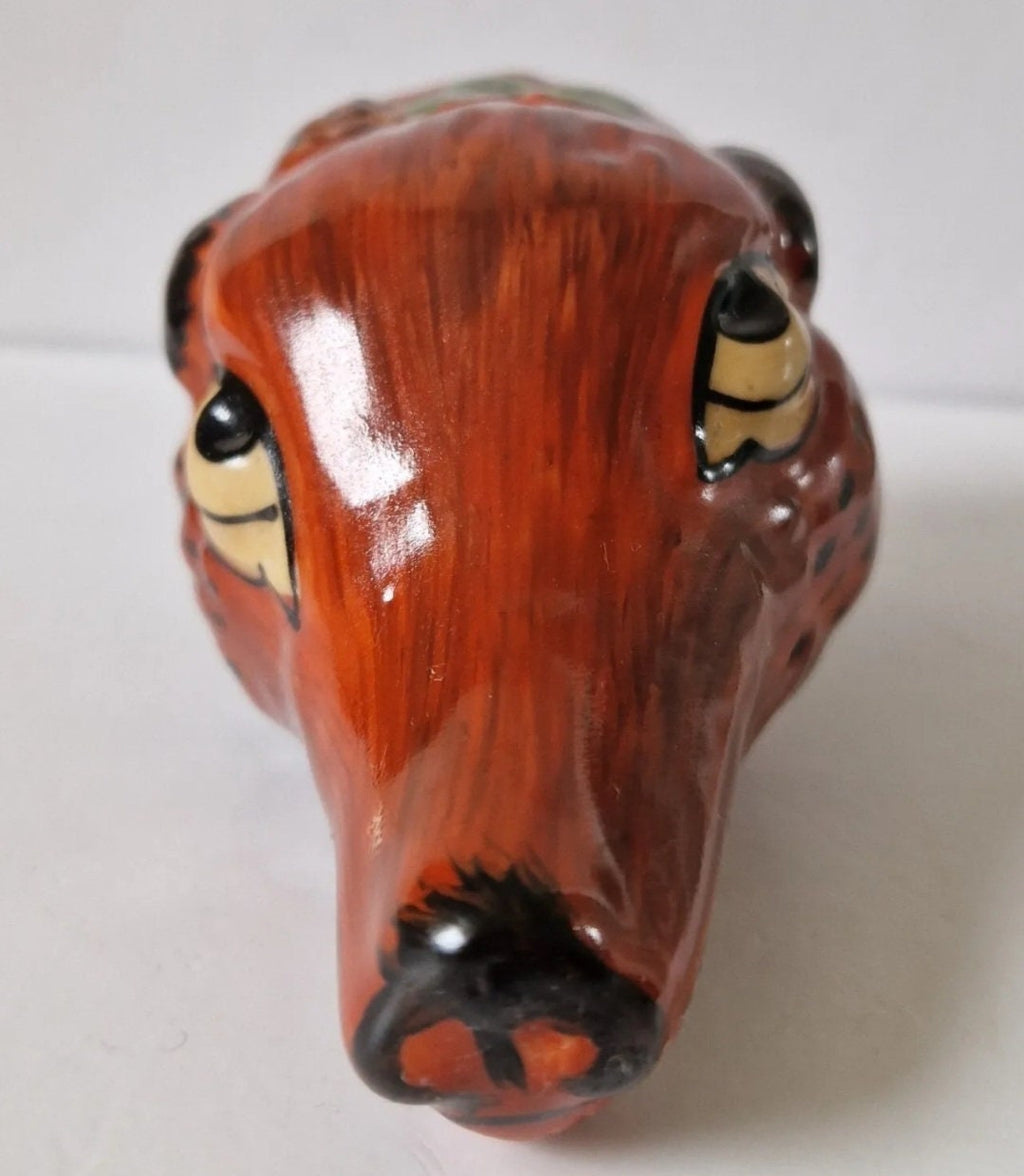 Aesop's Fables Ceramic Fox Head & Grapes Stirrup Cup Antique 19th Century Staffordshire Pottery Rare