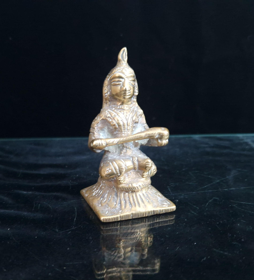 Antique 19th C. Small Bronze Annapurna Hindu Goddess Statue