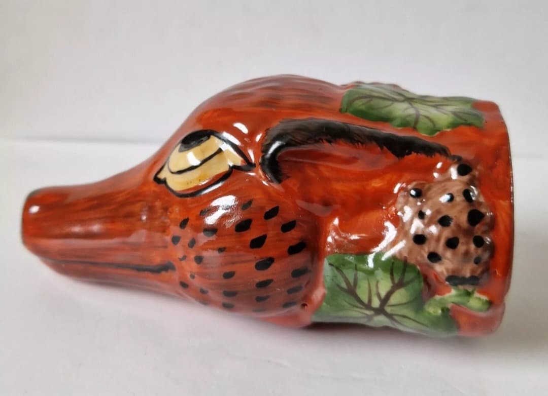 Aesop's Fables Ceramic Fox Head & Grapes Stirrup Cup Antique 19th Century Staffordshire Pottery Rare
