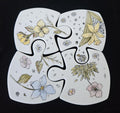 Vintage French Floral Ceramic Coasters: Jigsaw Puzzle Trivet