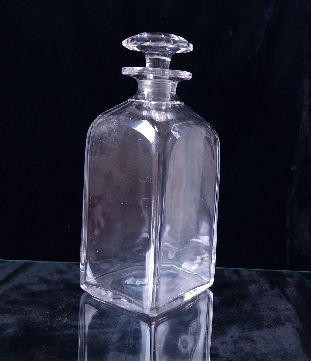 Antique Rectangular Spirit Decanter With Petal-Cut Shoulders & Octangon Stopper
