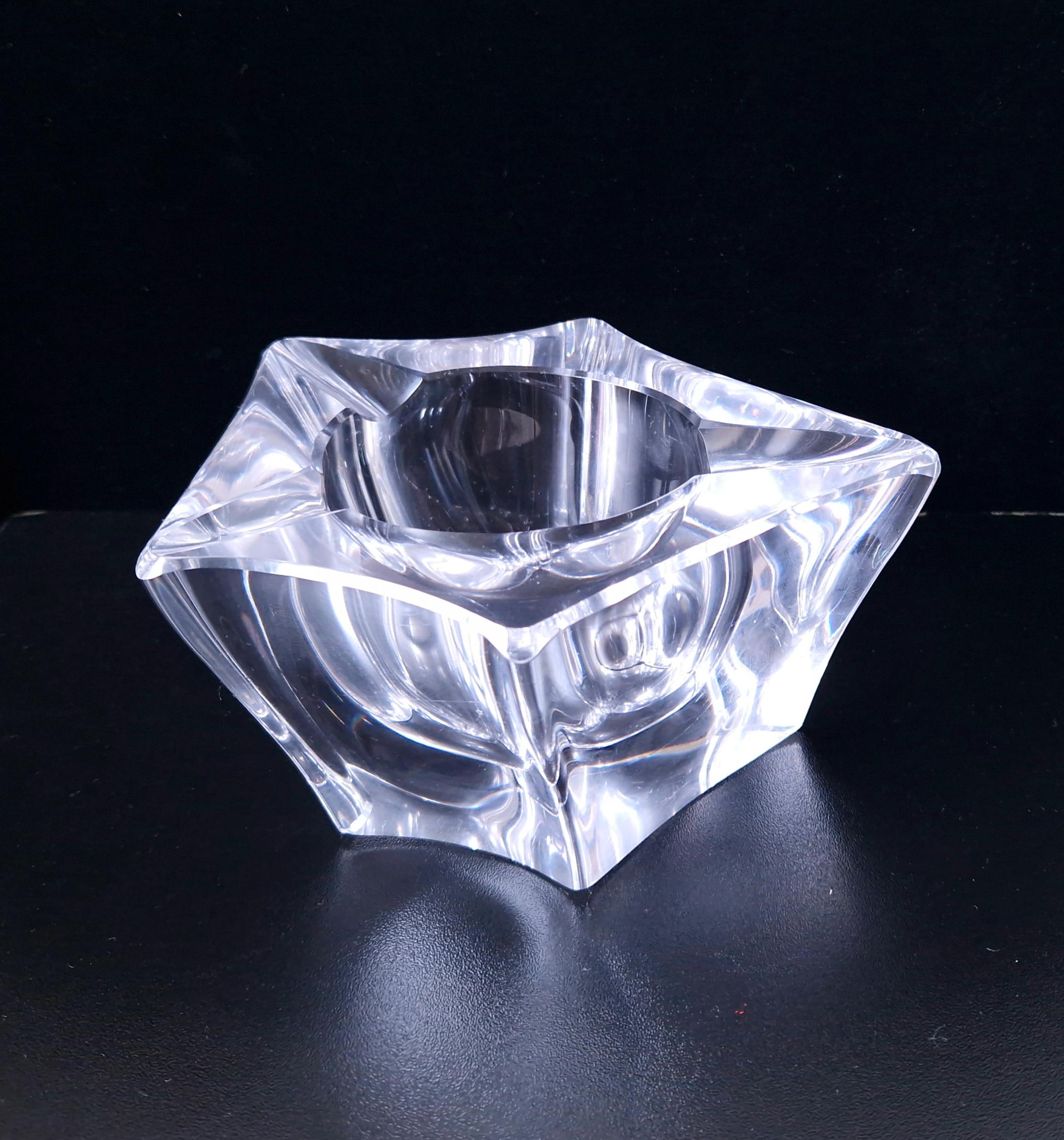 Heavy Freeform Geometric Bevelled Edge Continental Mid-Century Crystal Glass Table Desk Ashtray