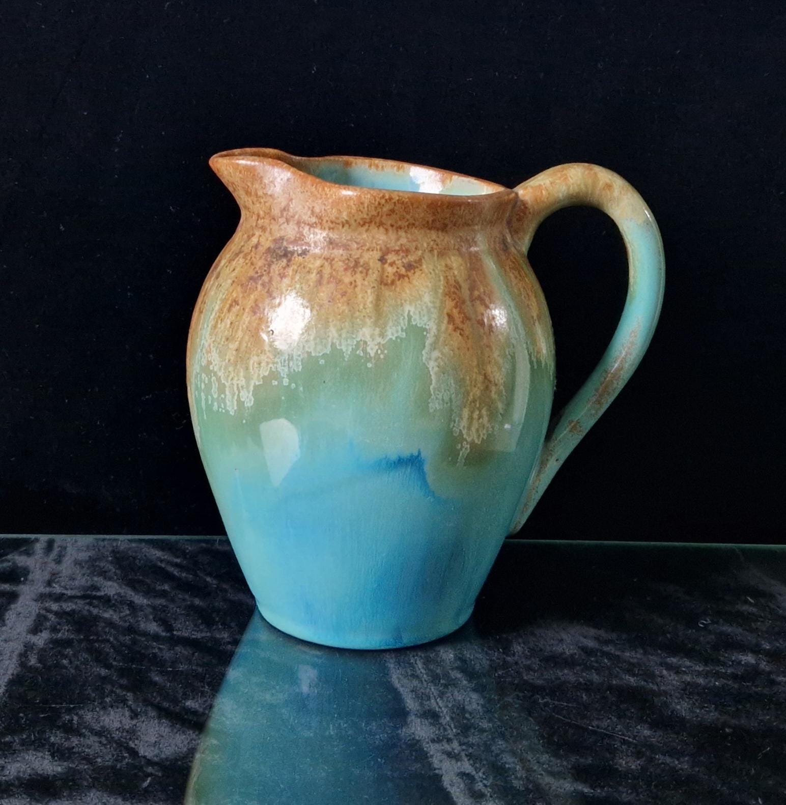 Antique Art Nouveau Rambervillers Glazed Pottery Pitcher, Early 20th Century