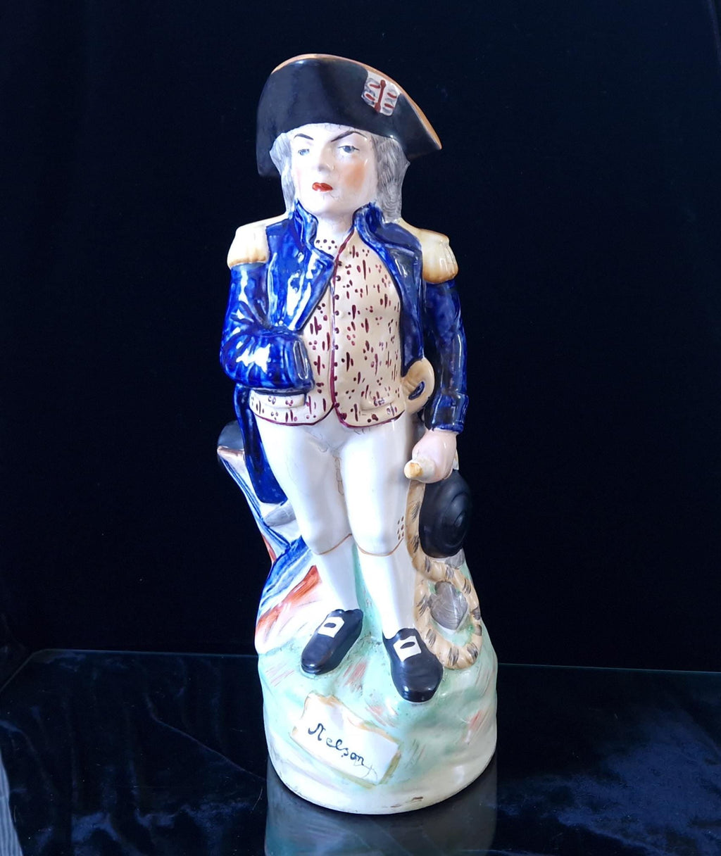 Antique Staffordshire Horatio Nelson Character Jug, Handpainted Pottery (12 inches)