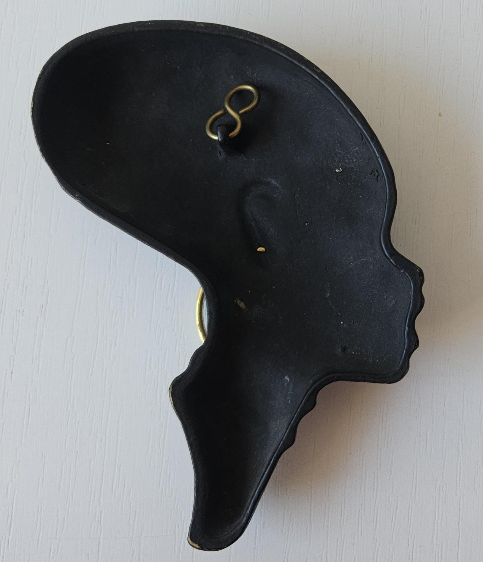 Vintage Small African Lady Profile Wall Plaque Richard Rohac Metal Mcm