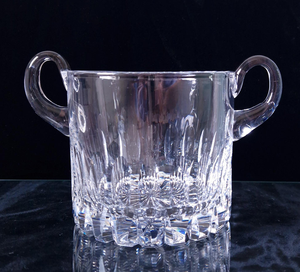 Fine Vintage Heavy Cut Crystal Glass Twin Handled Continental Champagne Ice Bucket