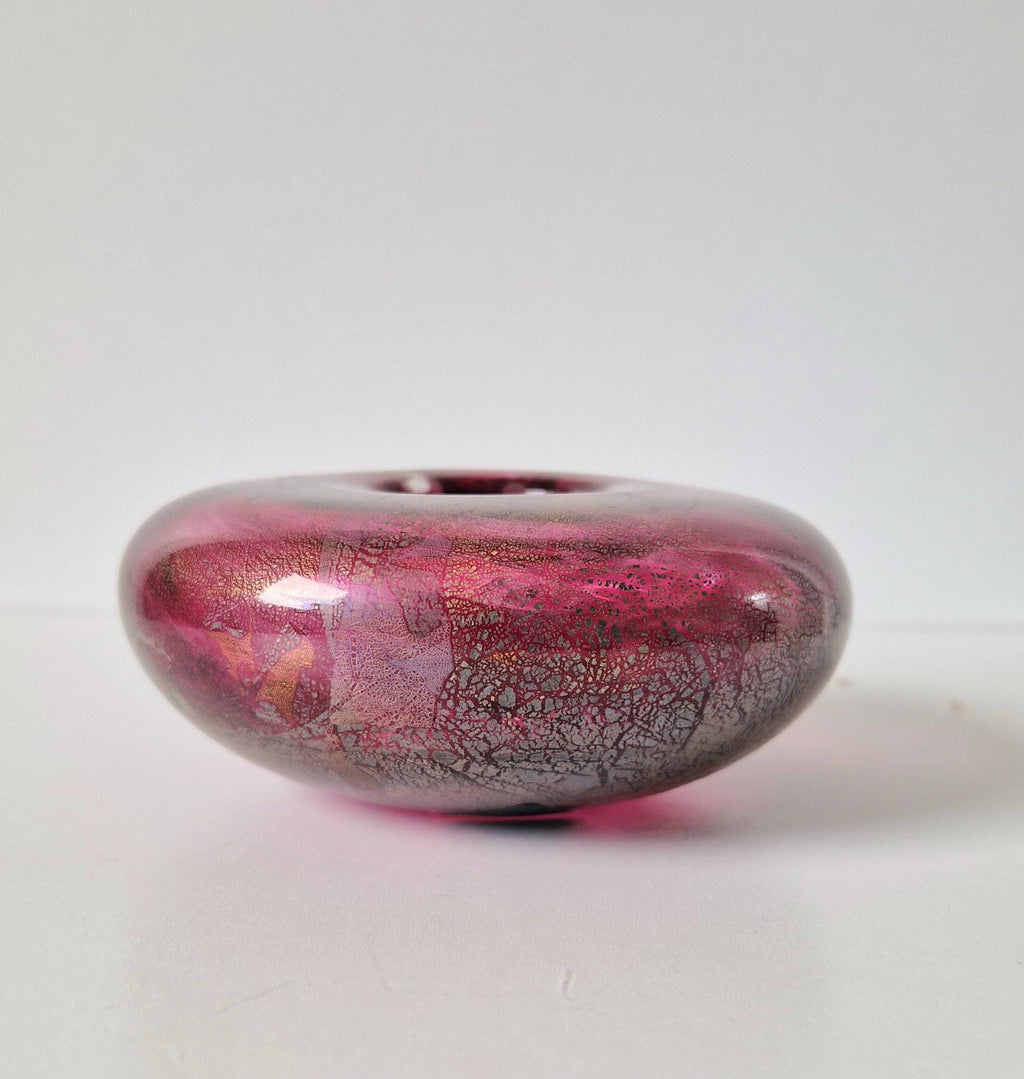 Vintage Isle of Wight Studio Michael Harris 'Azurene Pink' Glass Squat Vase