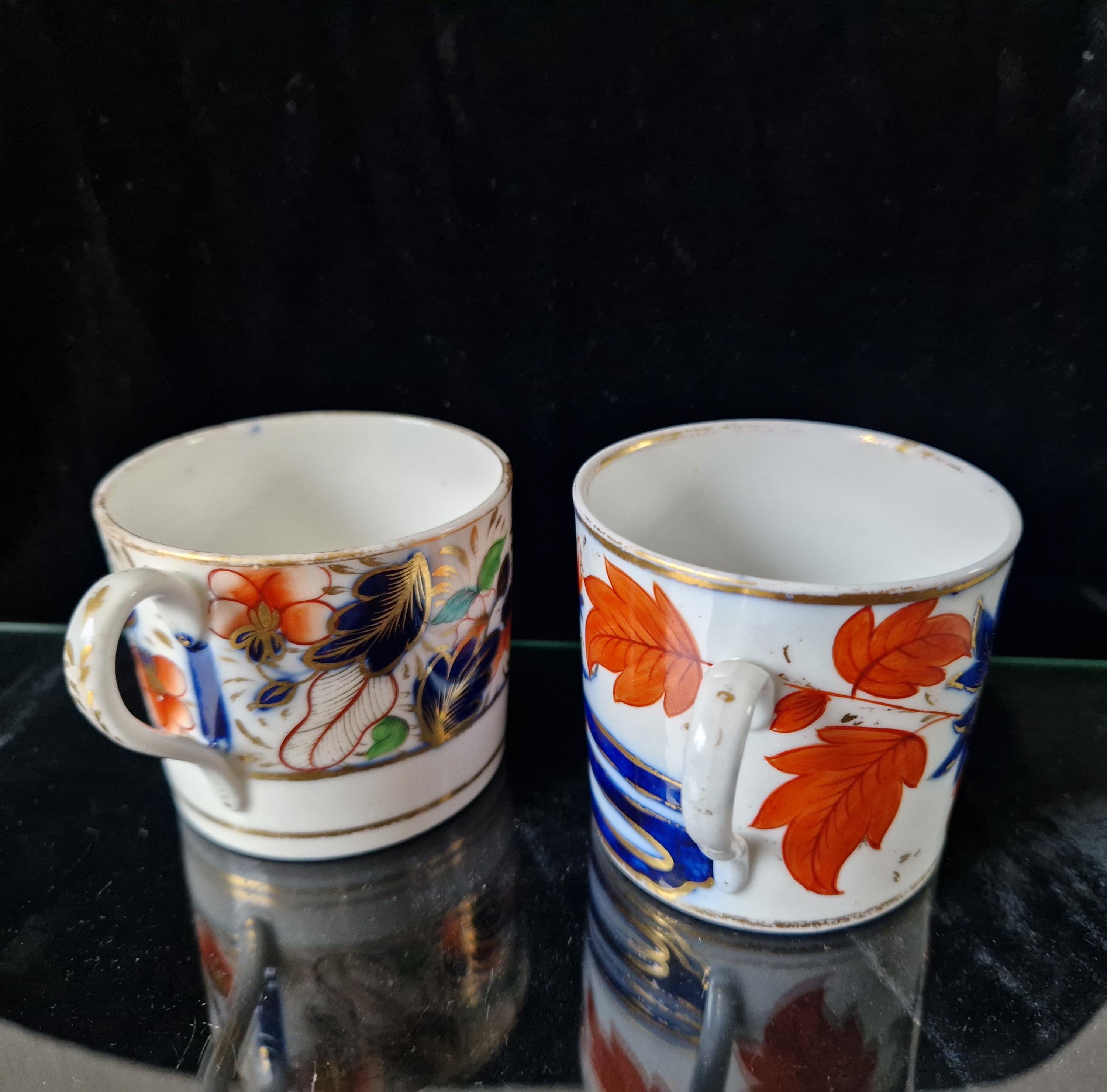Two Antique 19th Century Small Imari Pattern English China Cups