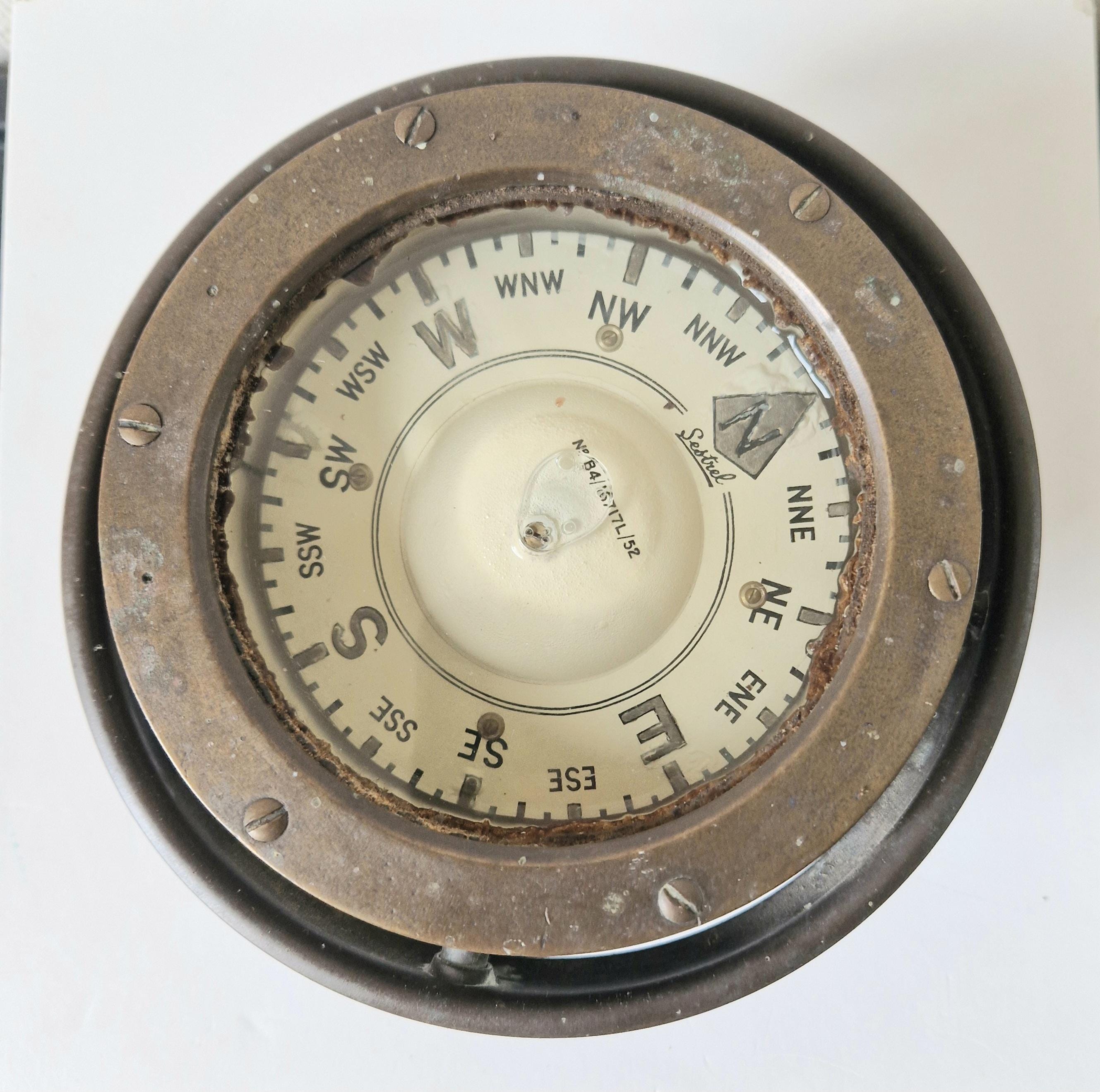 Vintage Seastrel Genuine B4 1950's Alcohol-Filled Brass Ship's Binnacle Compass