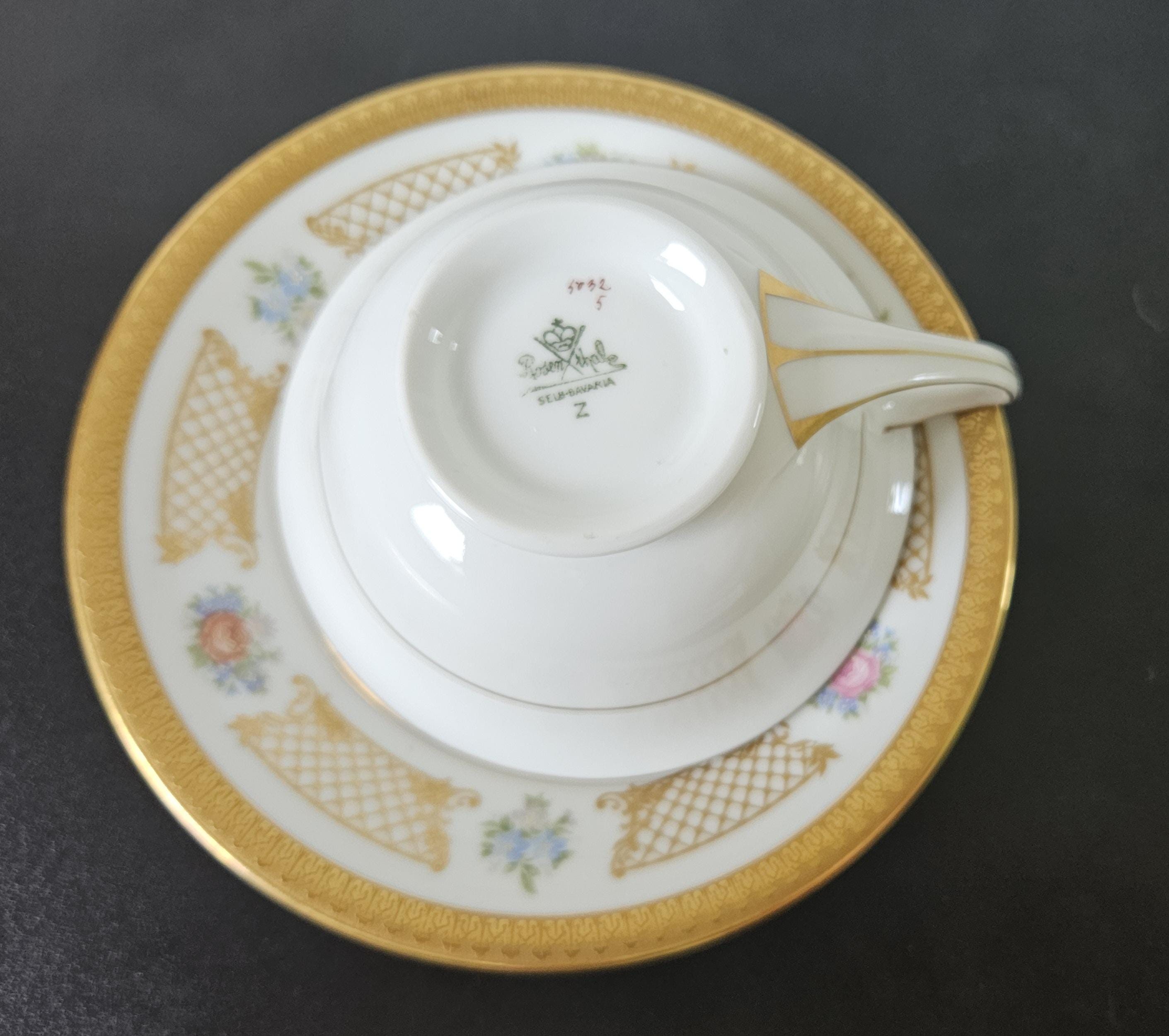 Vintage Rosenthal Germany Cup and Saucer: Gold Gilt Floral Porcelain