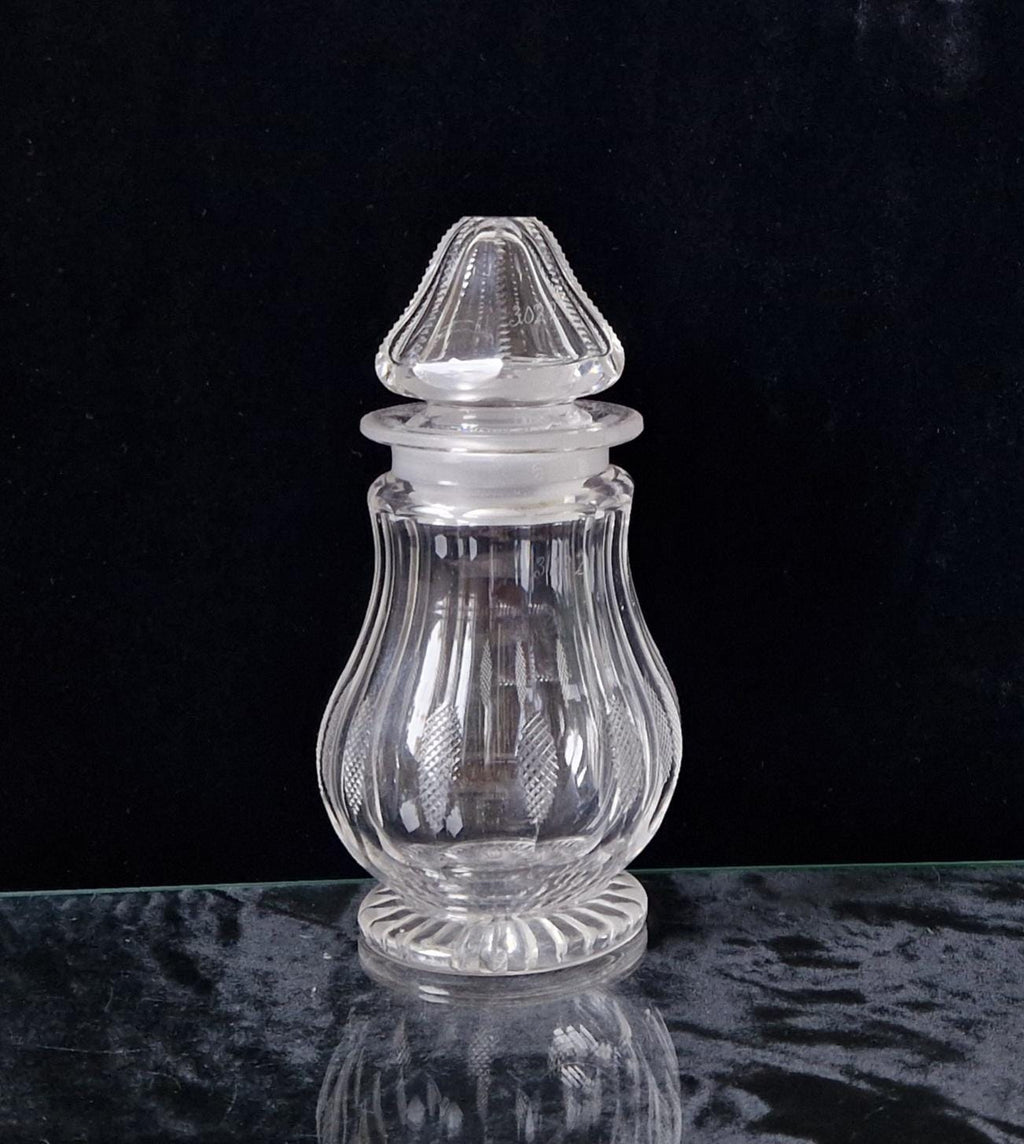 Antique Georgian Panel Cut Glass Bell Lidded Apothecary Jar 17cm