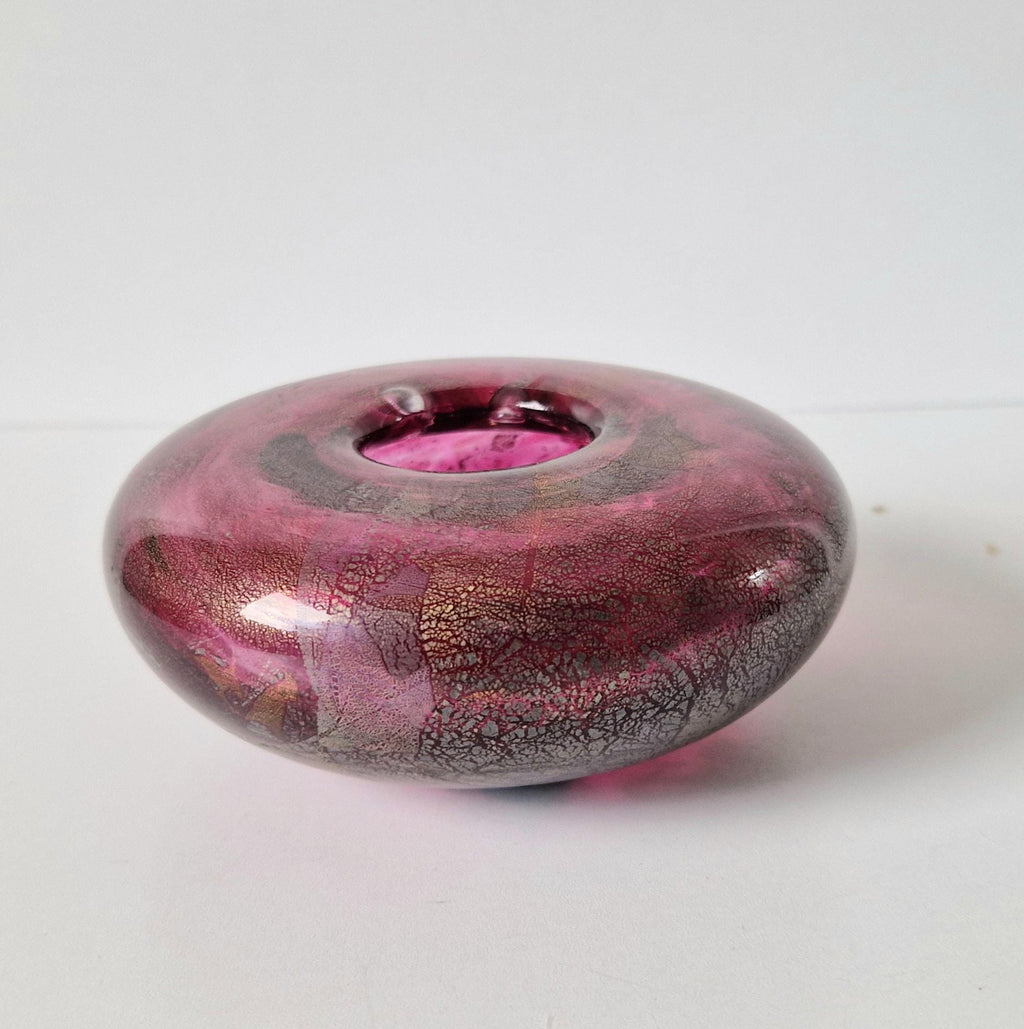 Vintage Isle of Wight Studio Michael Harris 'Azurene Pink' Glass Squat Vase