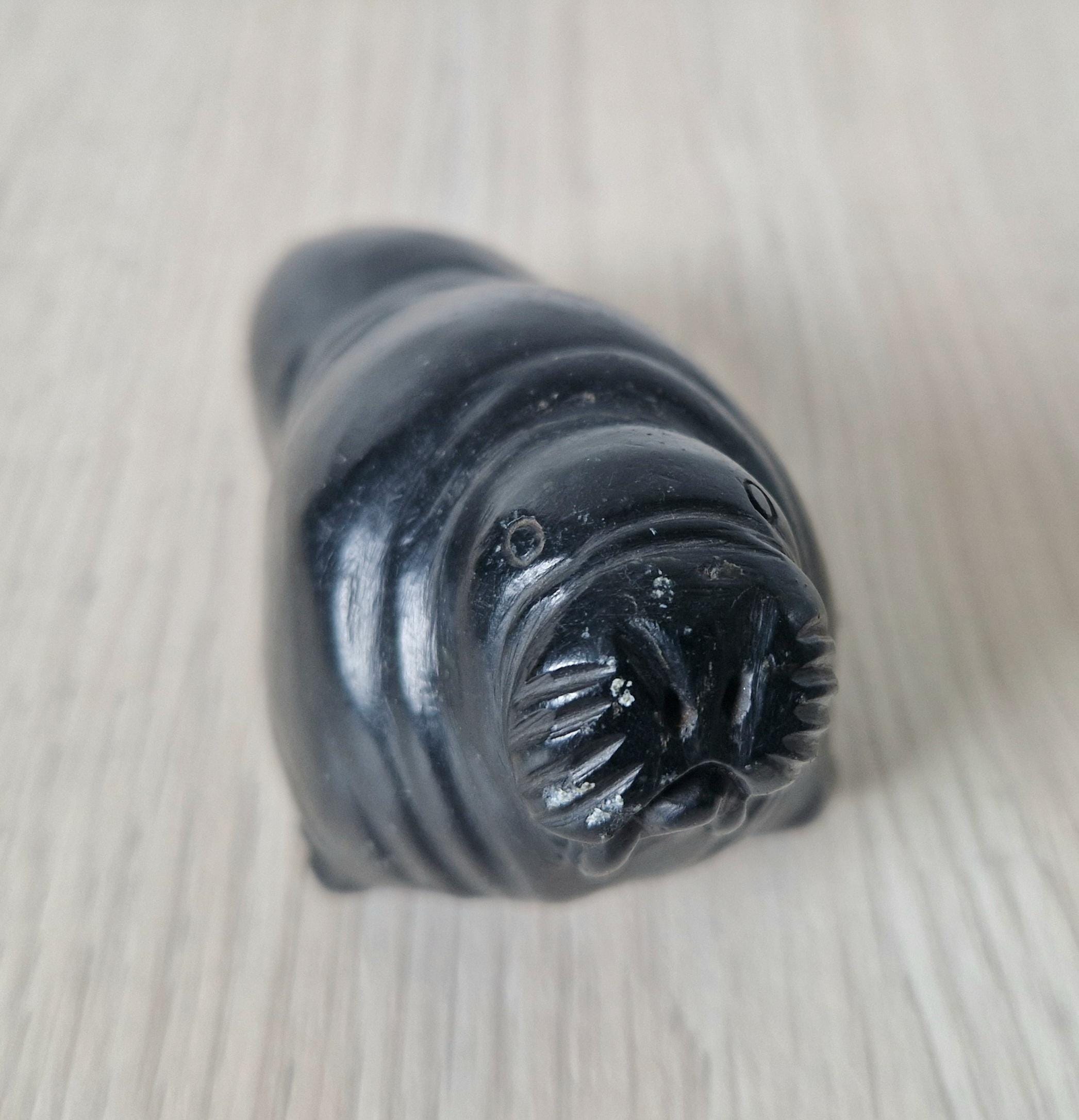 Authentic Carved Stone Inuit Walrus Figure by Sillassi Tuki Mid 20th Century