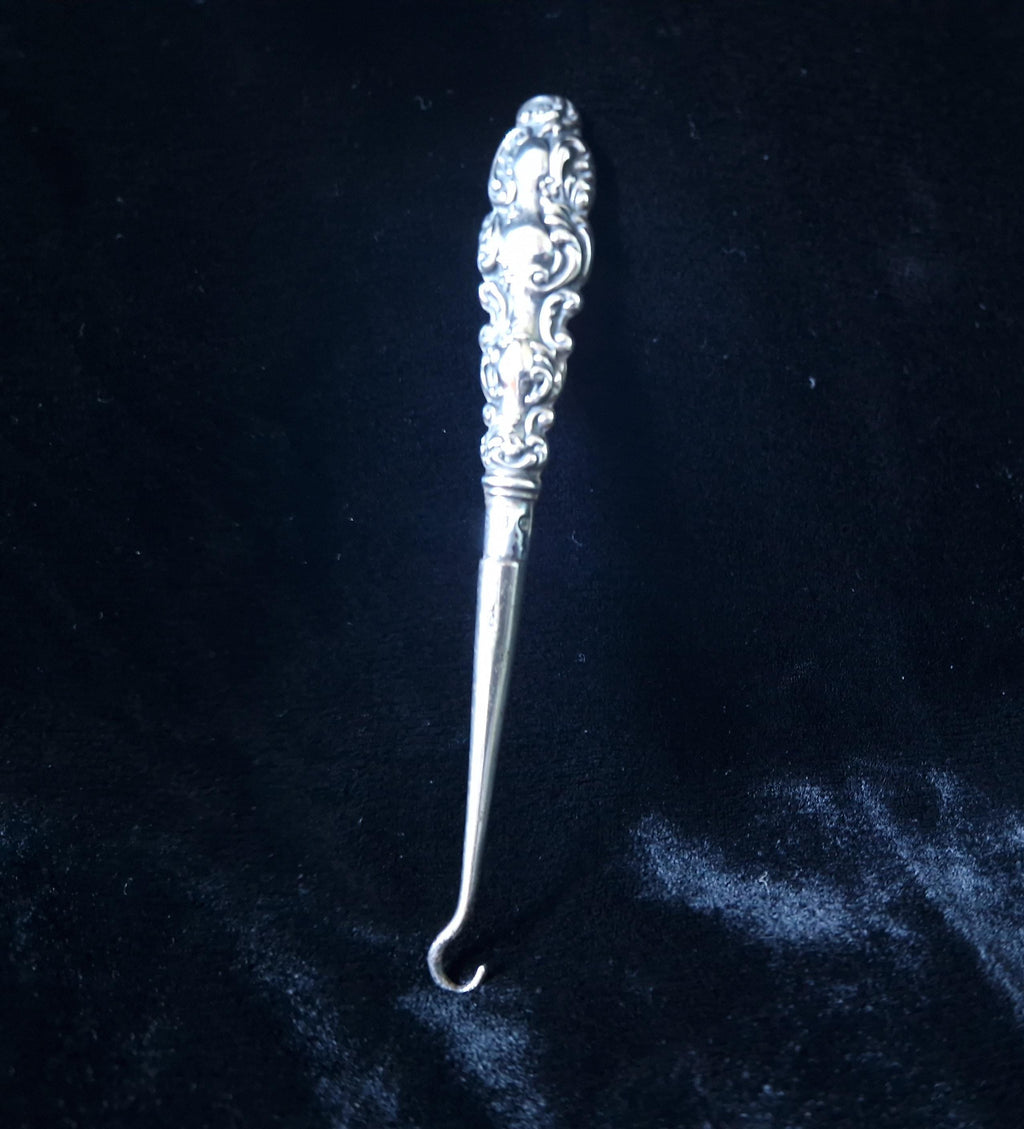 Antique Sterling Silver Button Puller Full Hallmarks Sheffield C1892