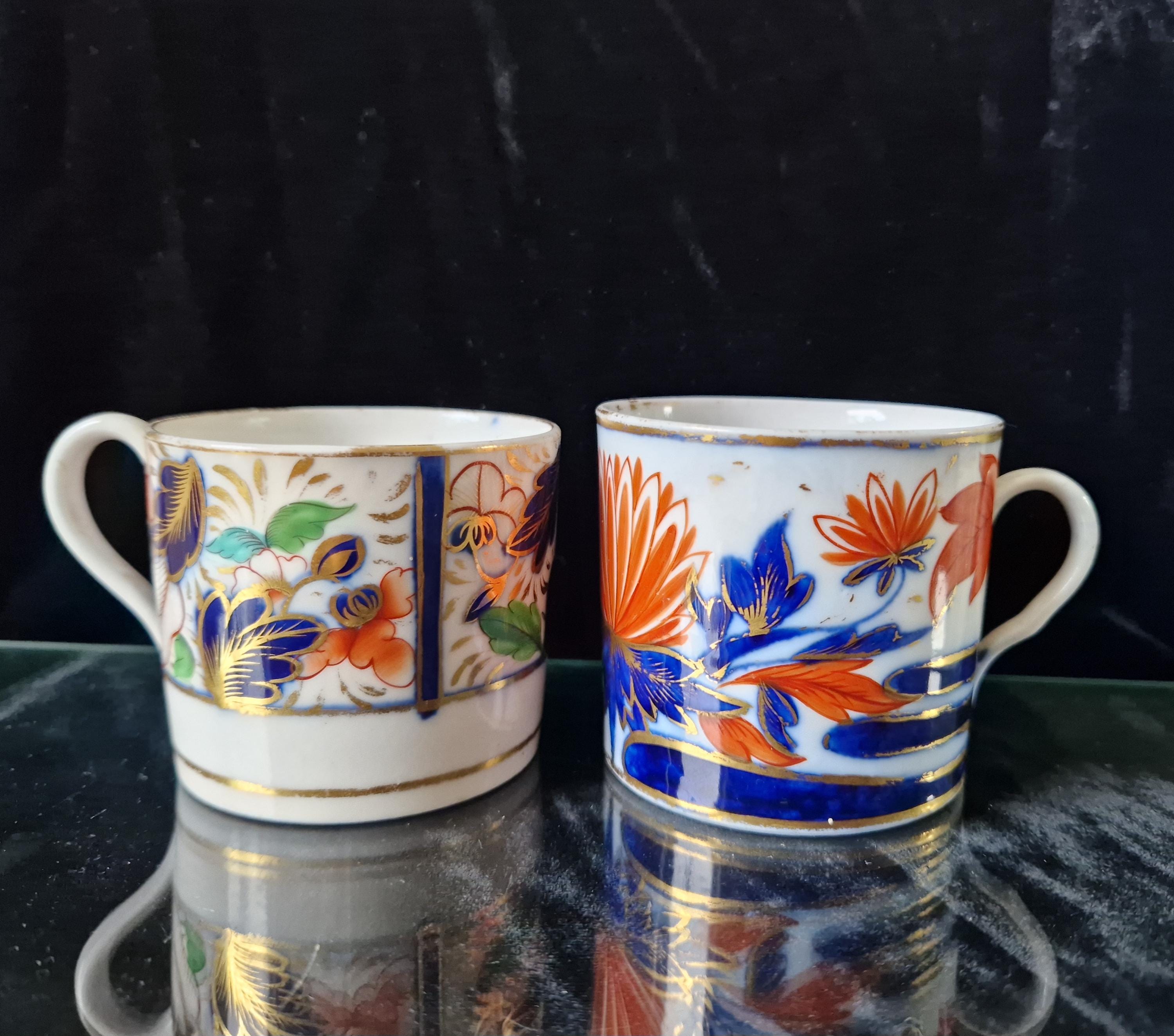Two Antique 19th Century Small Imari Pattern English China Cups