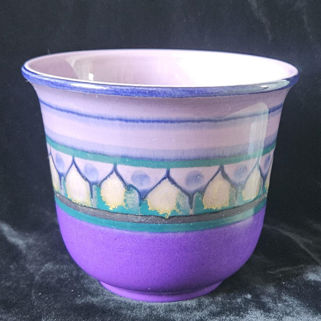 MidCentury Small Ceramic Planter Purples Flora Gouda Holland hand decorated Lila design 60's