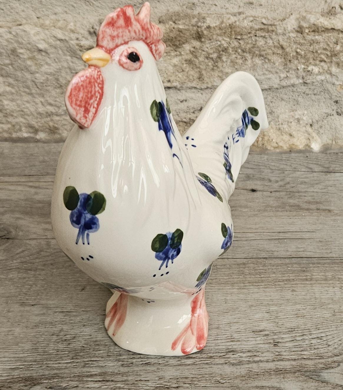 Vintage Large Rooster Chicken Hen Ornament Porcelain 20cm Tall X 19cm Long