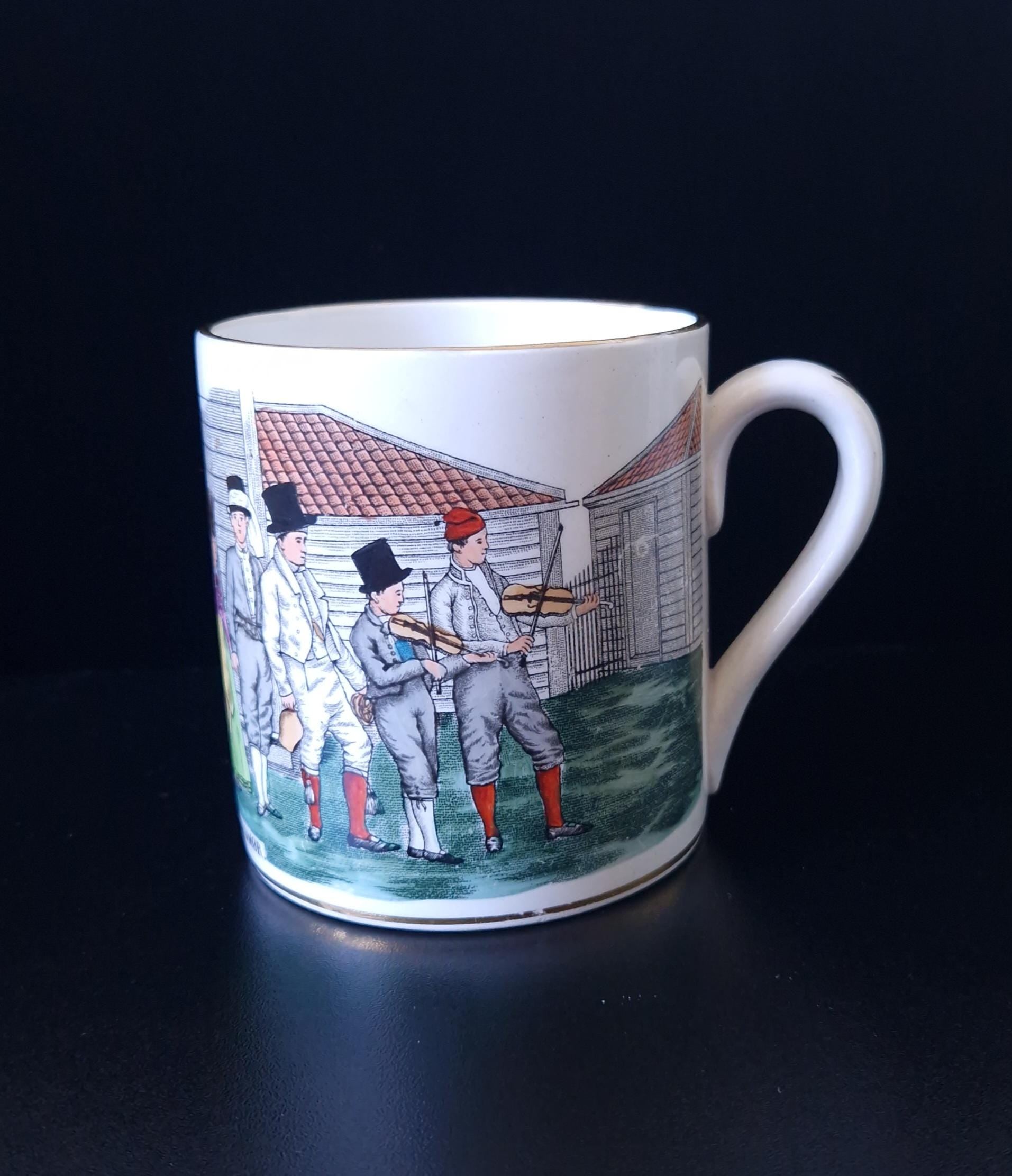 Egersunds Fayancefabrik "Brudefølge Fra Sondmor" Norwegian Antique Ceramic Tankard Mug