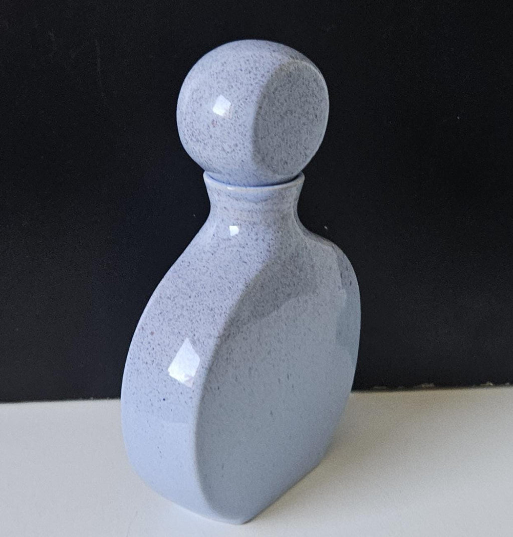 Retro Bottle with Stopper Stoneware Light Blue Speckled Finish Made in Halifax England 1980s 19cm Dressing Table Decanter