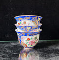 3 Miniature Chinese Porcelain Blue & White Floral Pattern Tea Cups