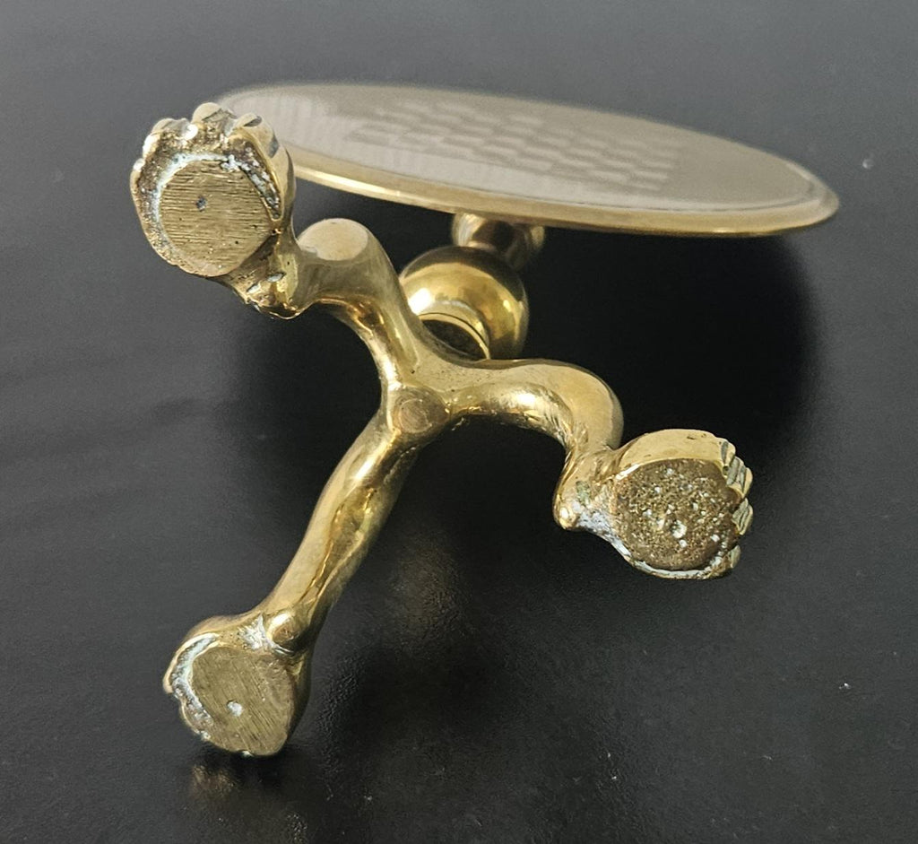 Antique Victorian Brass Miniature Games Table Candle Reflector: Ball & Claw Feet