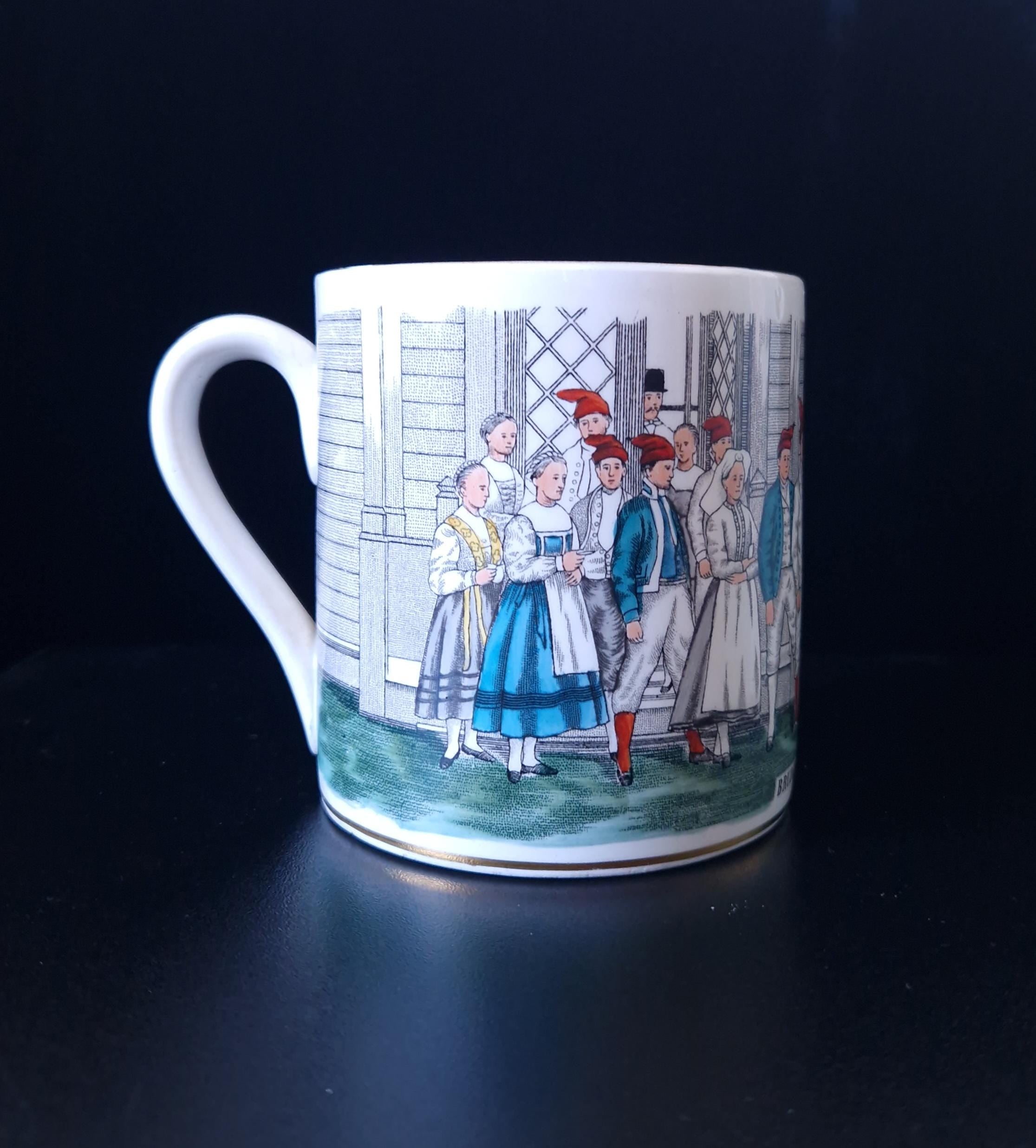 Egersunds Fayancefabrik "Brudefølge Fra Sondmor" Norwegian Antique Ceramic Tankard Mug