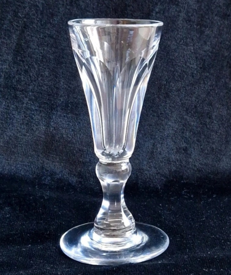 Early 19th Century English Deceptive Faceted Bowl Basal Knop Ale Glass c.1830