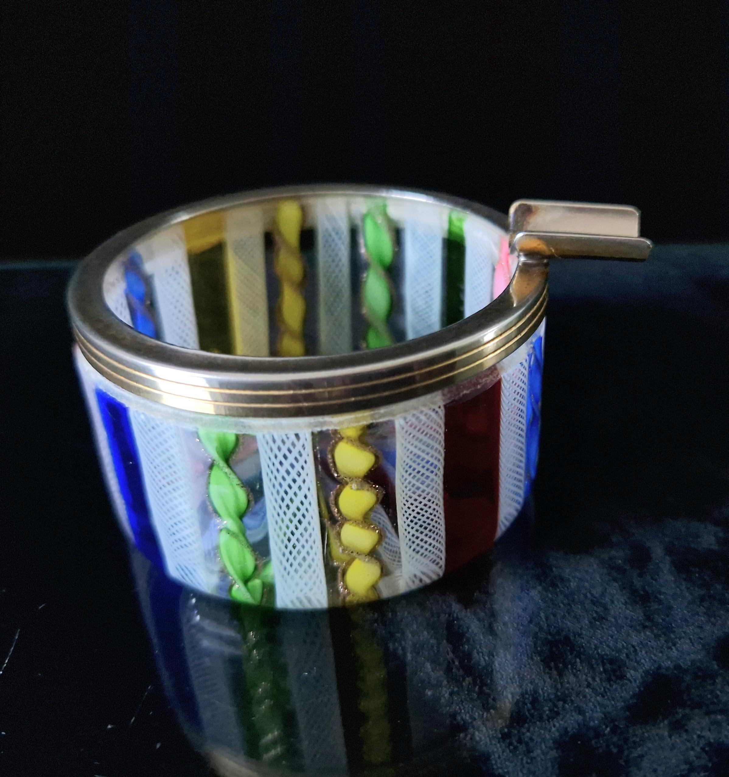 Mid Century 1960's Murano Fratelli Toso Rainbow Ribbons Italian Art Glass Ash Tray