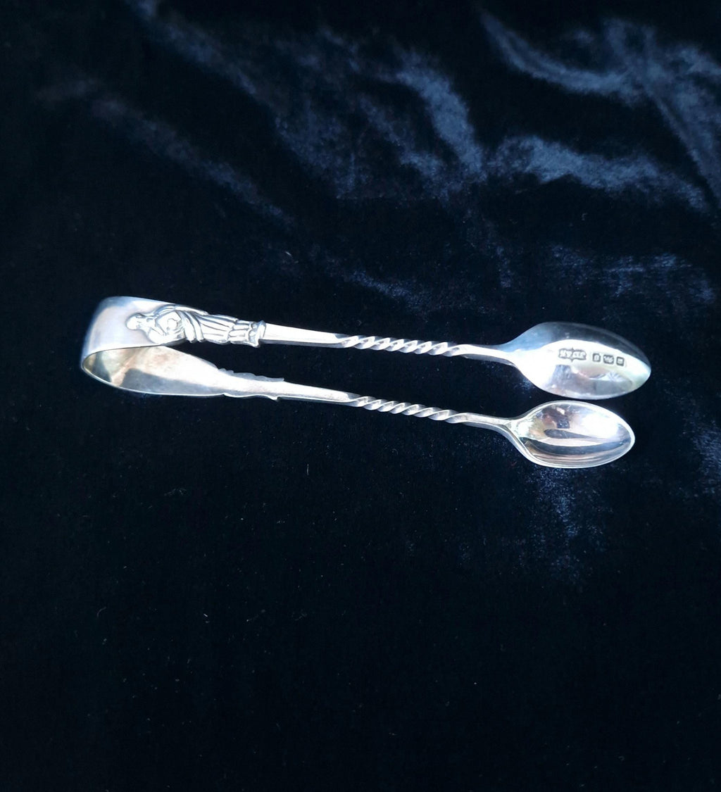Fine Solid Silver Apostle Sugar Tongs by James Dixon & Sons Ltd 1946. Sheffield