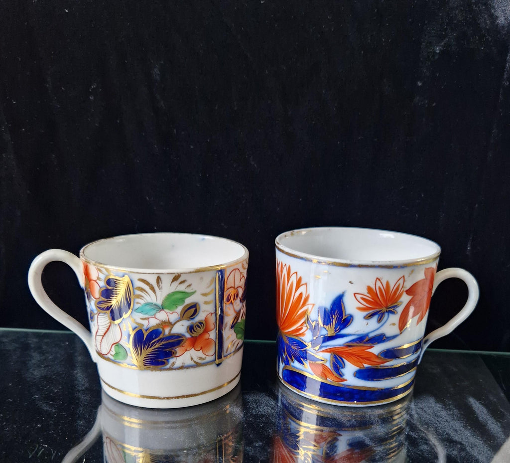 Two Antique 19th Century Small Imari Pattern English China Cups