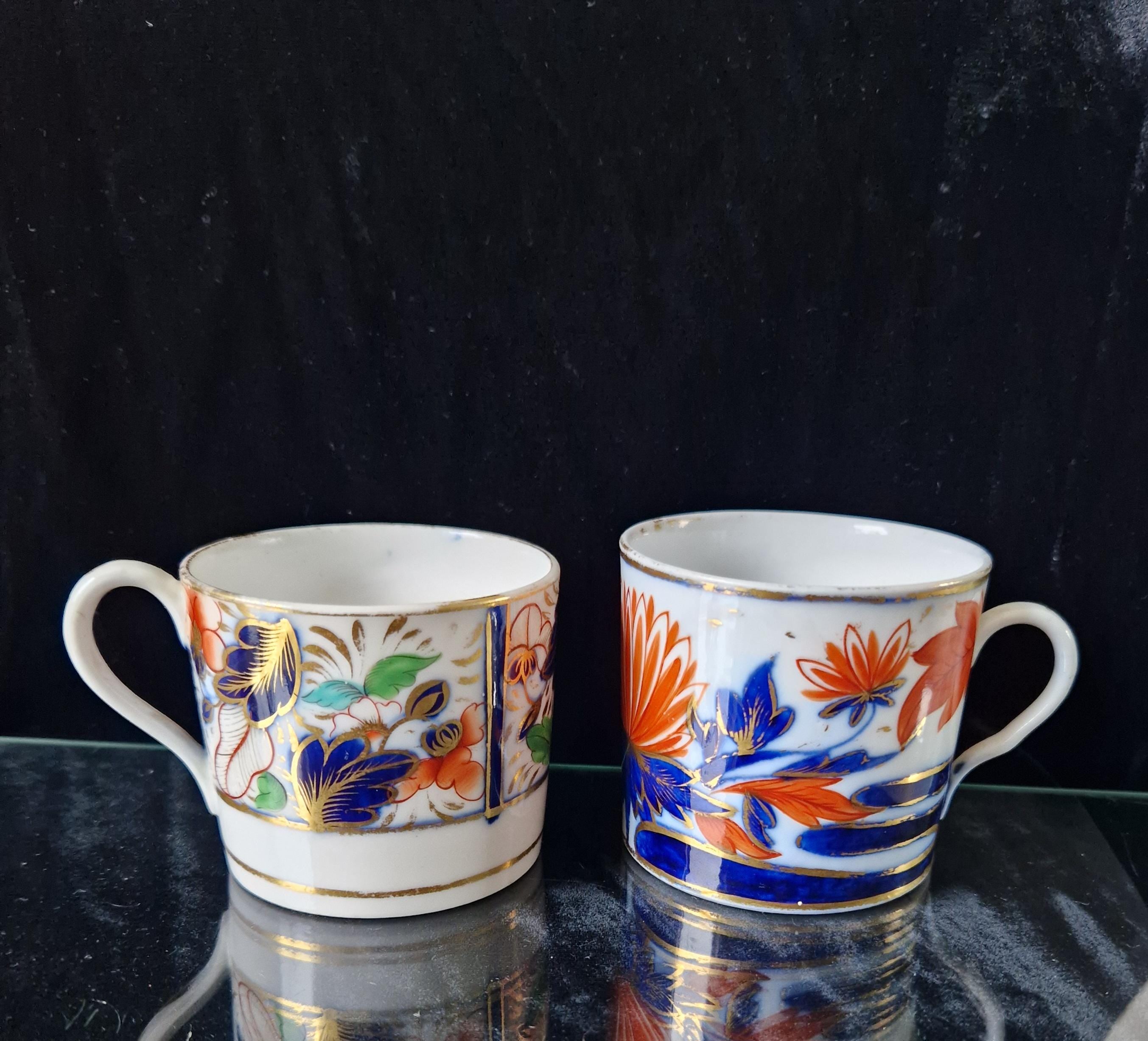 Two Antique 19th Century Small Imari Pattern English China Cups