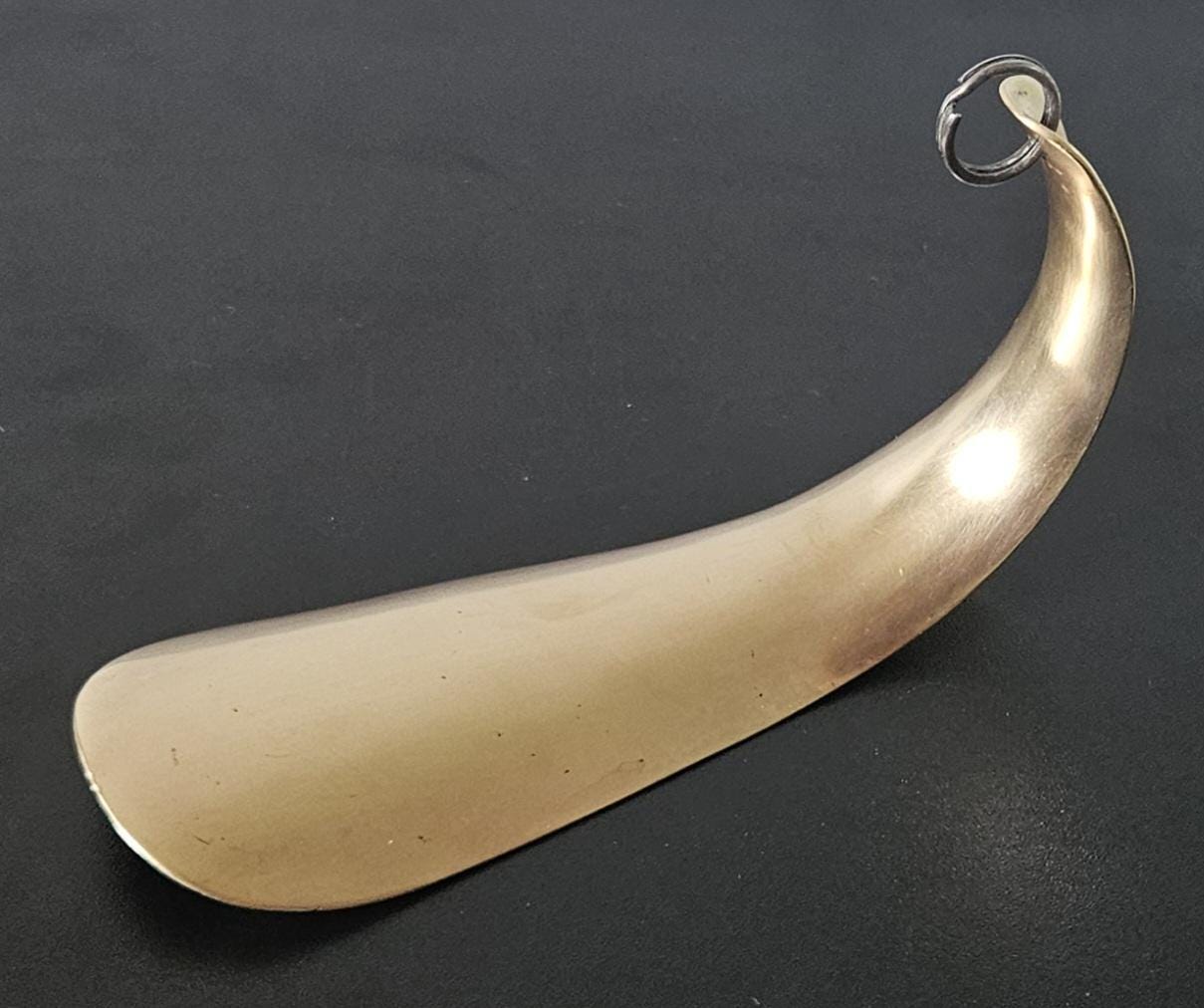 Vintage Solid Brass Curved Short Shoehorn Rare Shoe Horn