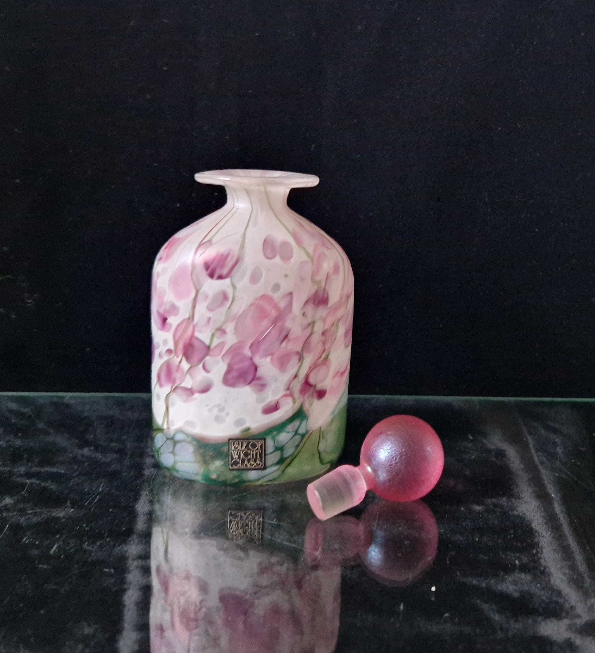 Vintage Isle Of White Glass Perfume Bottle, Lilac Flower Garden, Michael & Elizabeth Harris