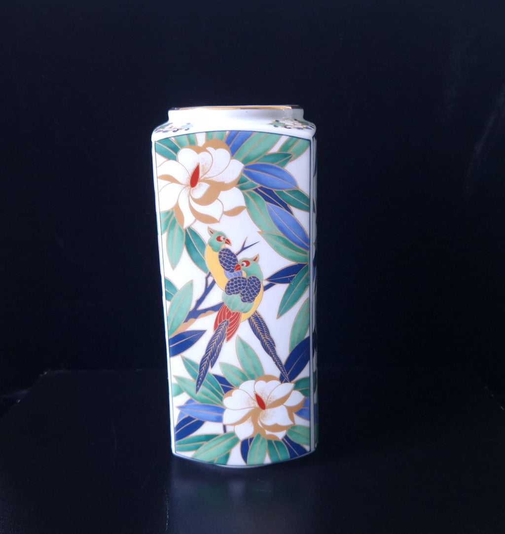 Vintage Takahashi Midcentury Tropicale Parrots Hand Painted Vase San Francisco
