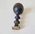Antique Georgian Turned Fruitwood Treen & Brass Wax Seal Stamp Initials 'JWB'