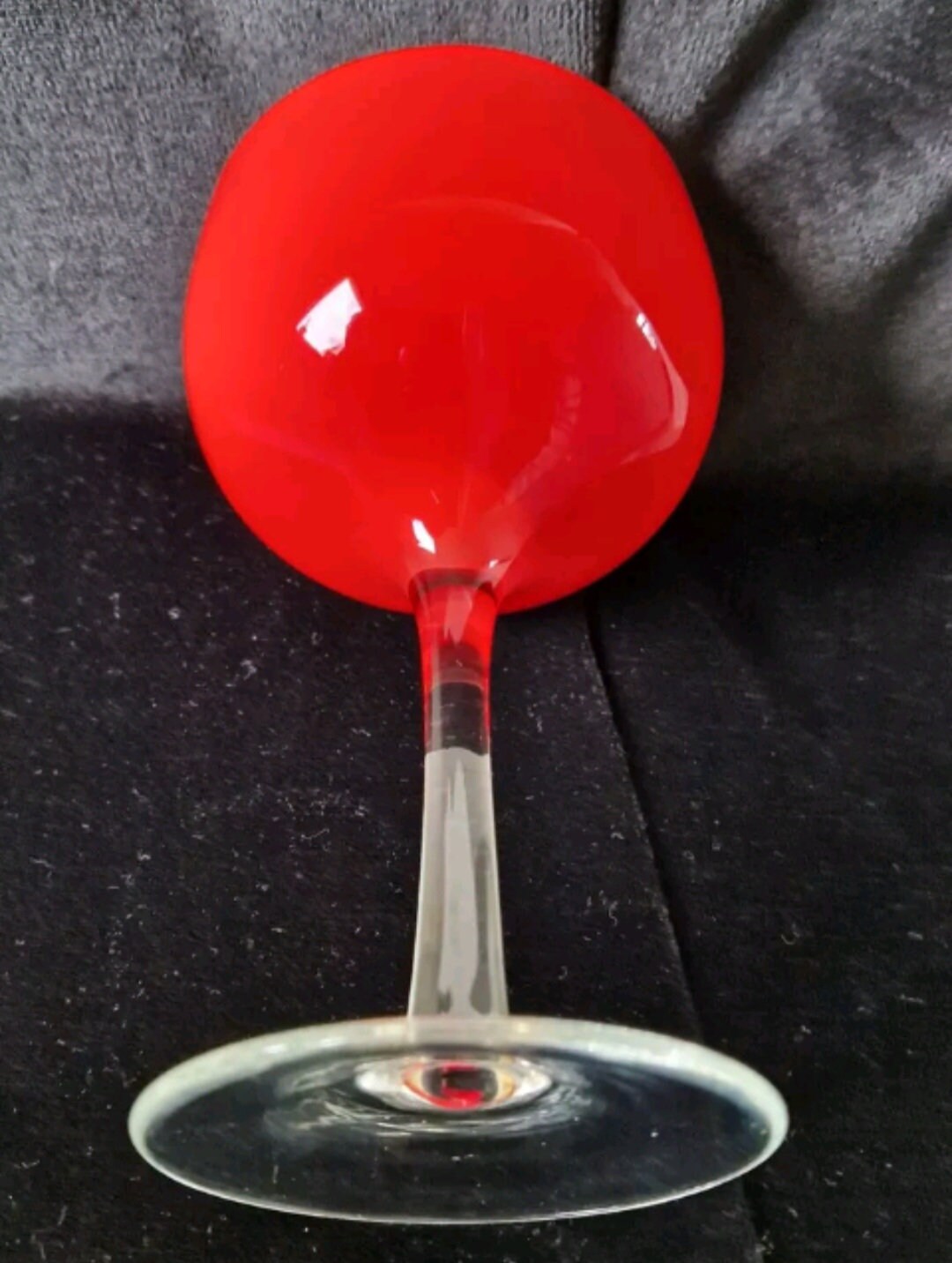 Vintage Mid-Century Fine Murano Light Red Cased Sommerso Glass Wine Glass 16cm