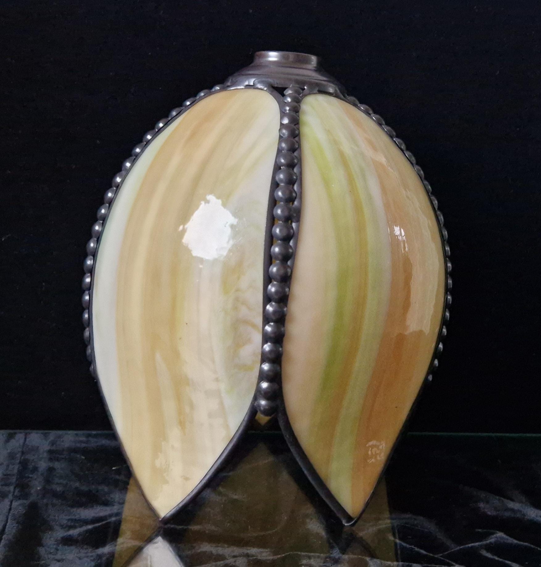 Vintage Tiffany-Style Slag Glass 5 Panel Tulip Lamp Shade 20cm