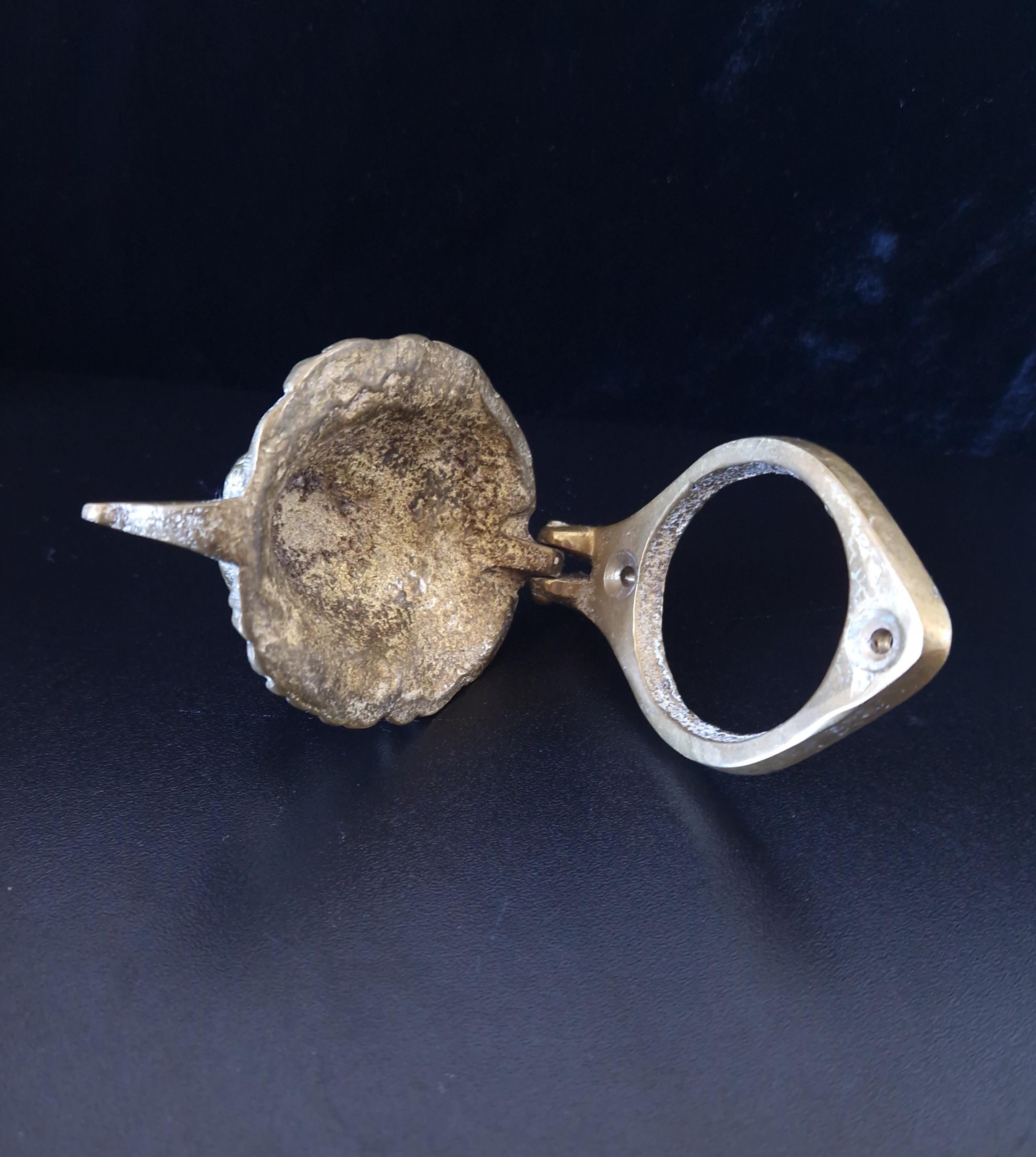 Vintage Heavy Cast Brass Small Lion Head Door Knocker 10cm