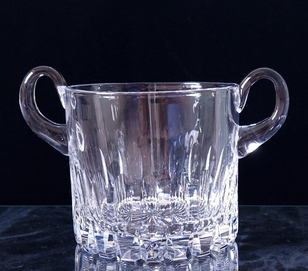 Fine Vintage Heavy Cut Crystal Glass Twin Handled Continental Champagne Ice Bucket