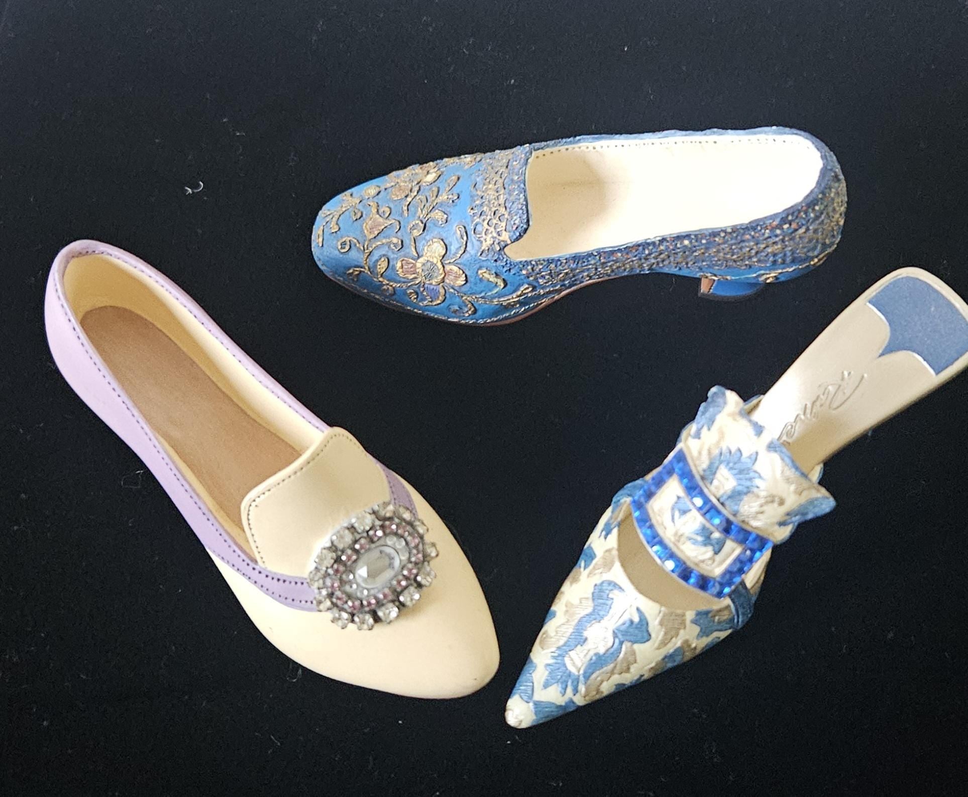 Vintage Miniature Shoe Ornaments: Collectible Display Shoes, Set of 3