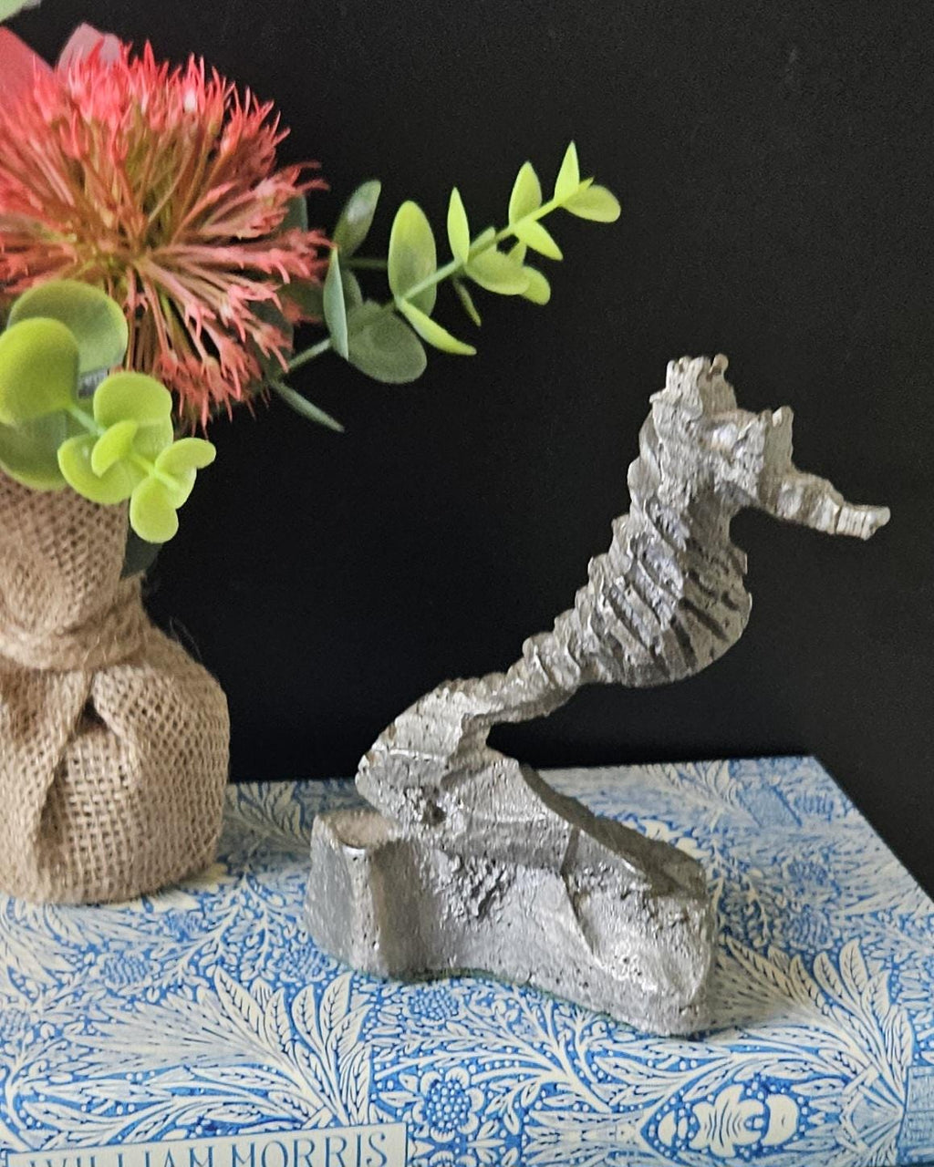 Vintage Small Metal Seahorse Sculpture Figure Ornament  12.5cm Tall