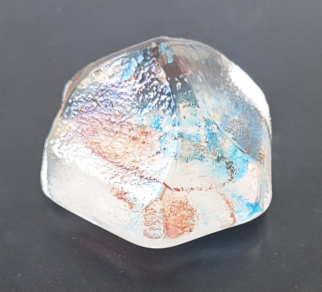 Caithness Rox Paperweight Artisan Scottish Art Glass Iceberg Sculpted Swirled UNSIGNED blue red .