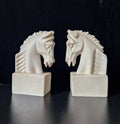 Vintage Continental White Stallion Horse Head Resin Book Ends Ornaments
