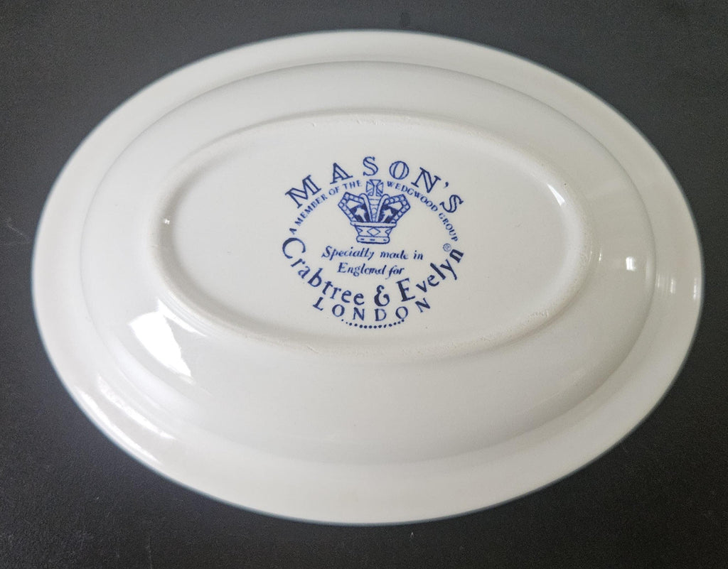 Vintage Soap Dish Mason’s Ironstone Crabtree & Evelyn Chintzy Blue and White Oval Shape