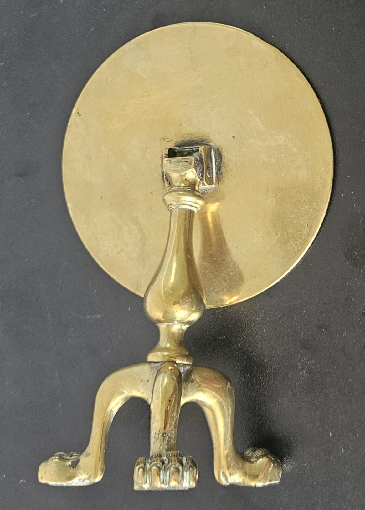 Antique Victorian Brass Miniature Games Table Candle Reflector: Ball & Claw Feet