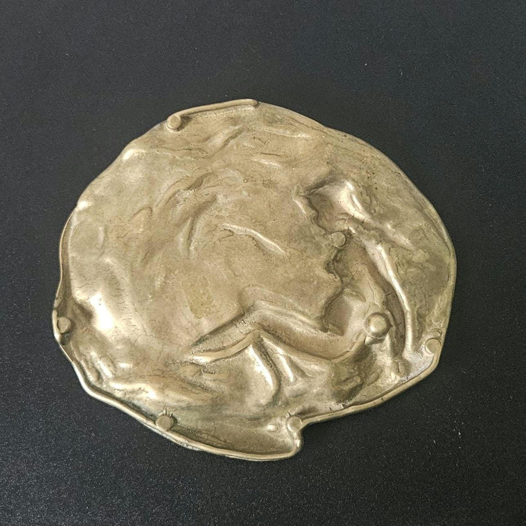 Brass Art Nouveau Trinket Dish Card & Pin Tray, Heavy Quality Vide Poche Art Nouveau decor