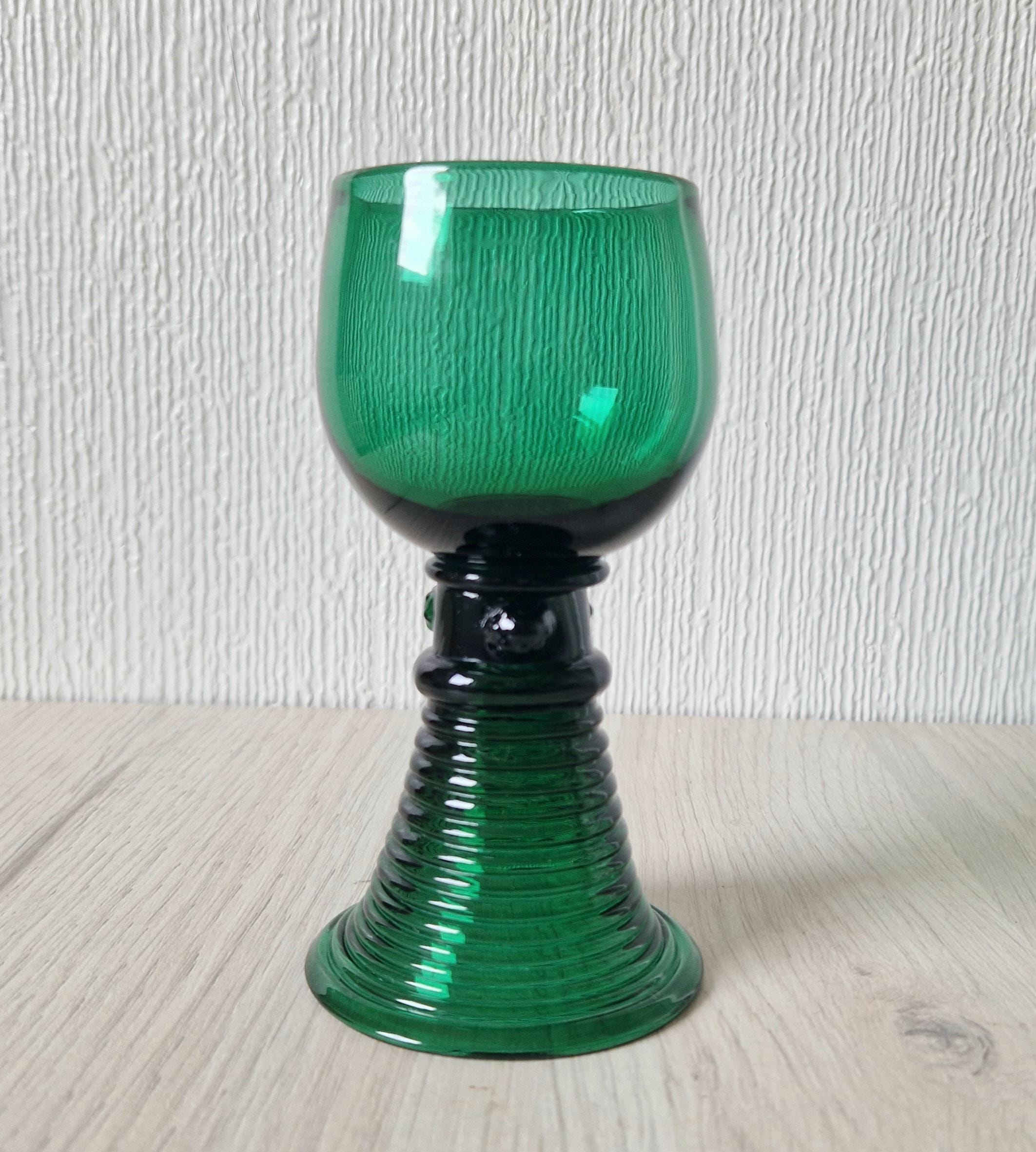 Early 19th Century English Lead Bristol Green Roemer Coiled Foot Wine Glass C.1830